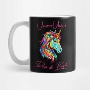 Unicorns unite, diverse and bright, LGBTQIA+ theme Mug